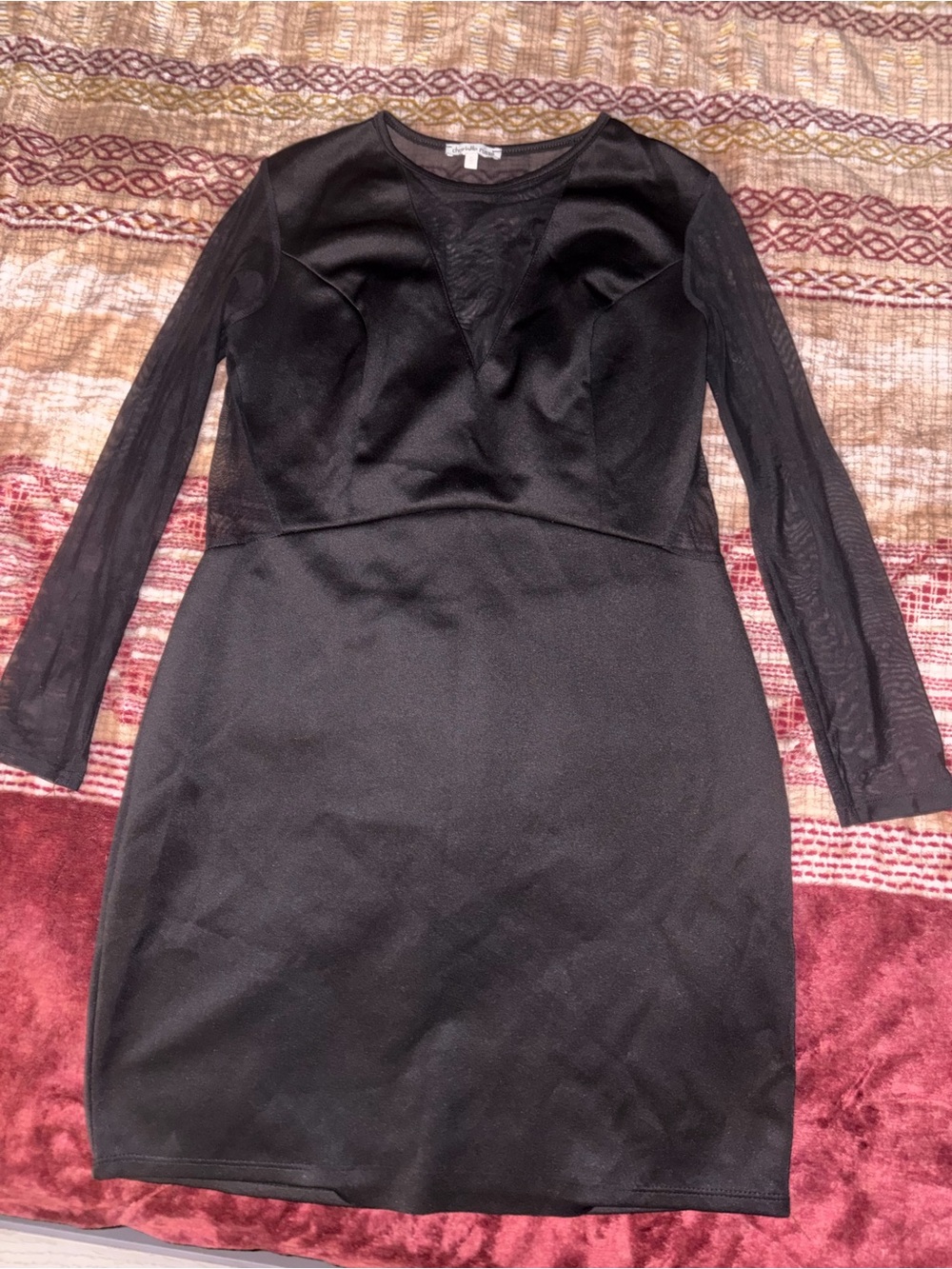 Charlotte Russe Black Long Sleeve Sheath Dress